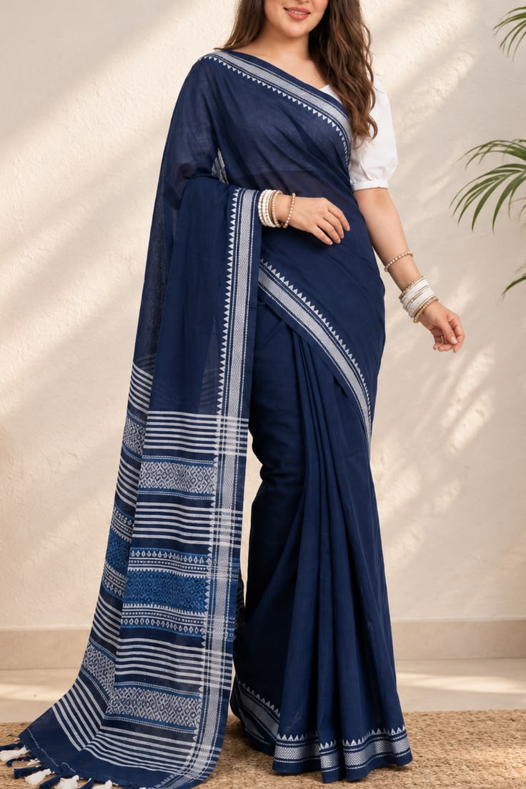 Indigo Cotton Saree